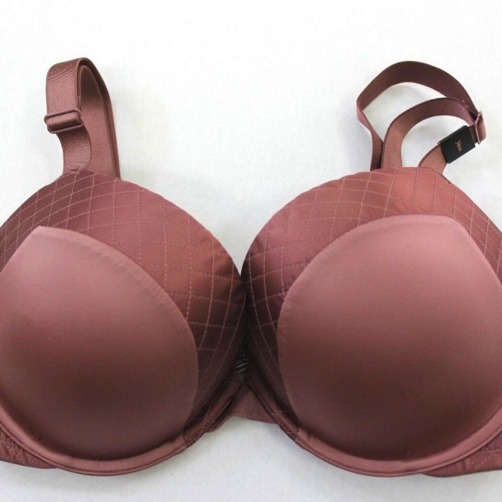 Victoria's Secret Quilted Satin Plunge Push Up Bra Vintage Rose Size 34DD